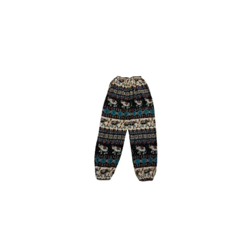 Black, Red, Cream and Blue Boho Elephant Pants - Women’s Size Small